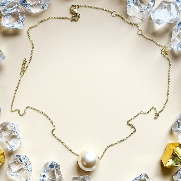 Cultured Pearl Chain Necklace 14K Yellow Gold Jewelry Gift